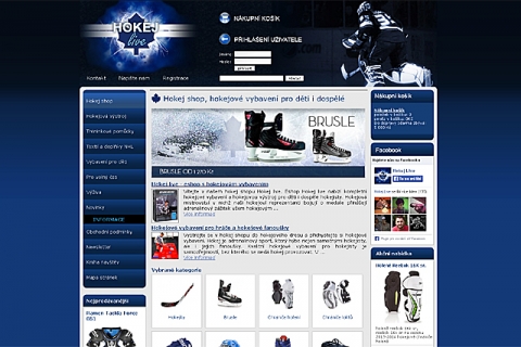 Design eshopu Hokej-live - hokejové pomůcky a vybavení 