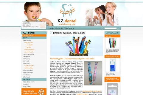 Webdesign eshopu KZ-dental - péče o zuby, dentální pomůcky 